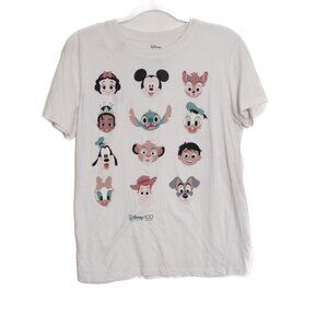 Disney 100 Years Size M Character T-Shirt White Crewneck Short Sleeve Unisex